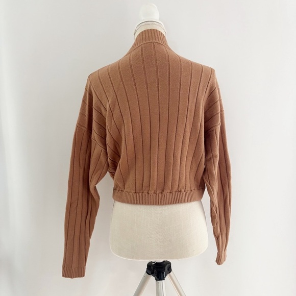 Forever 21 Brown Cowl Neck Sweater with Ribbed Texture - Picture 2 of 8
